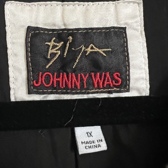 Johnny Was NWOT Sz 1X Fairlie Midi Dress Long Slv Embroidered Boho Black Belted - Picture 4 of 10